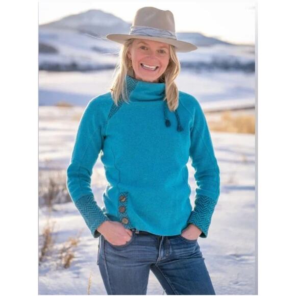 Prana Wool Blend Pullover Sweatshirt Sweater Mock Neck Athleisure Sporty M/L - Picture 1 of 11